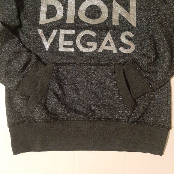 rare Celine Dion Las Vegas Metallic Glitter womens Hoodie size Small Gray Black - Picture 4 of 7